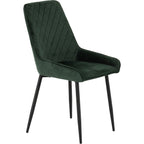 Athens Rect & Avery Dining Set X4 Chairs - Concrete/Emerald Green Velvet