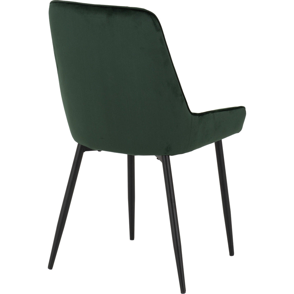 Athens Rect & Avery Dining Set X4 Chairs - Concrete/Emerald Green Velvet