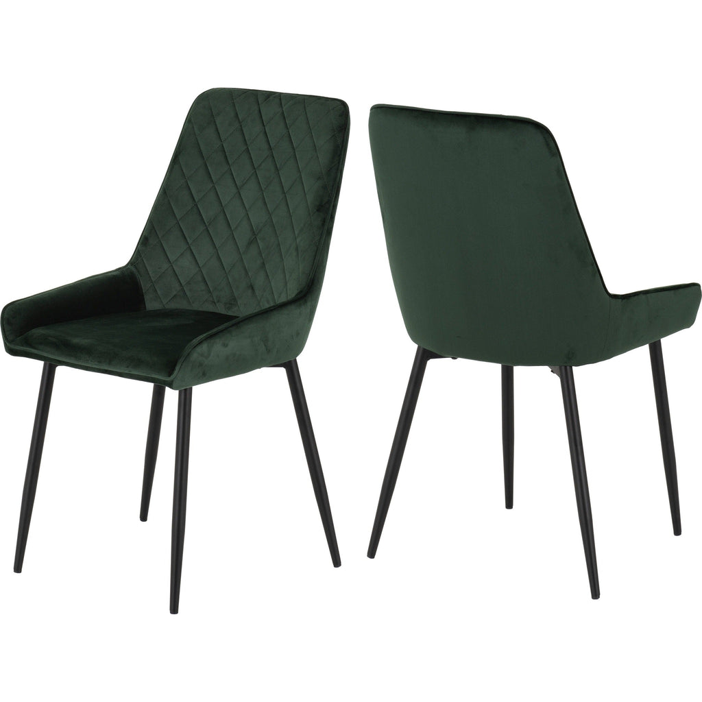 Hamilton & Avery Large Dining Set X6 Chairs - Medium Oak Effect/Emerald Green Velvet
