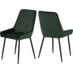 Hamilton & Avery Large Dining Set X6 Chairs - Medium Oak Effect/Emerald Green Velvet