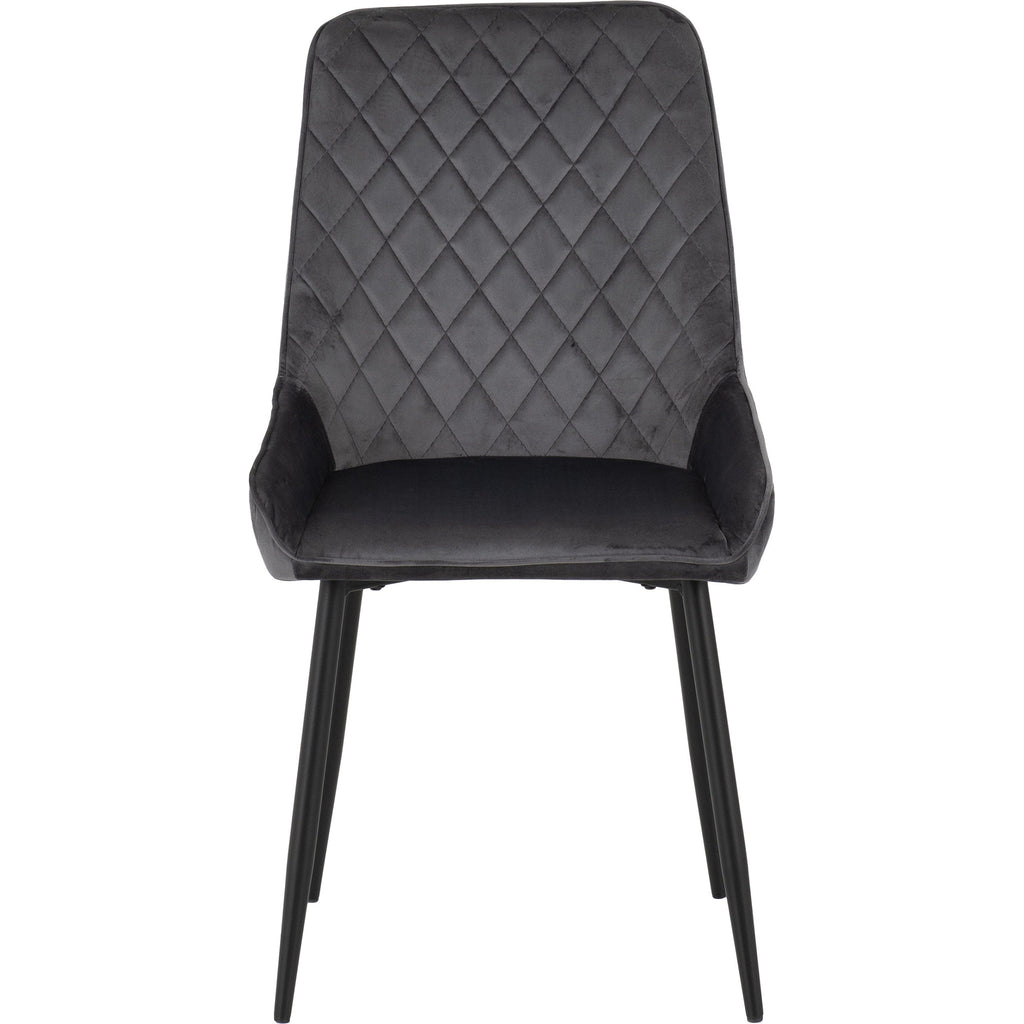 Athens Rect & Avery Dining Set X4 Chairs - Concrete/Grey Velvet