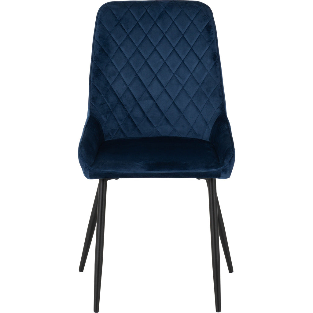 Athens Round & Avery Dining Set X4 Chairs - Concrete/Sapphire Blue Velvet