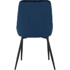Quebec Wave & Avery Dining Set X4 Chairs - Medium Oak Effect/Sapphire Blue Velvet