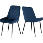 Hamilton & Avery Medium Dining Set X4 Chairs - Medium Oak Effect/Sapphire Blue Velvet