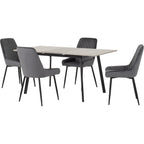 Avery Extending Dining Set X4 Chairs - Concrete/Grey Velvet