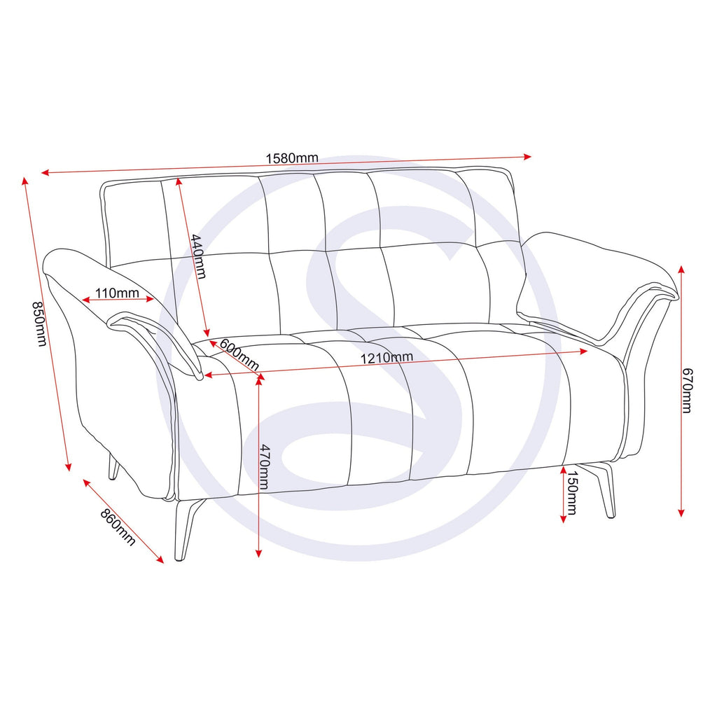Amalfi 2 Seater Sofa - Grey Fabric