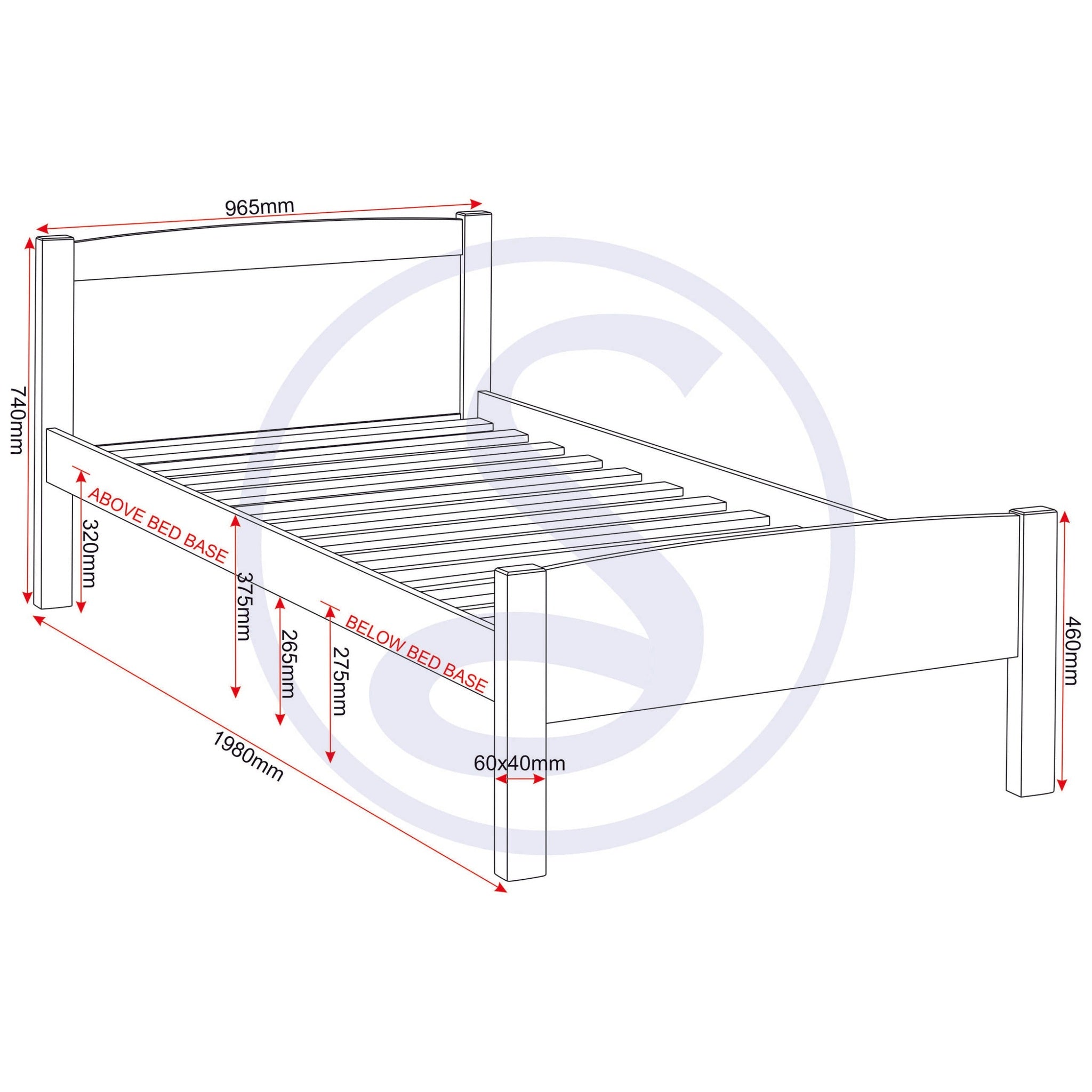 Amber 3' Bed - White