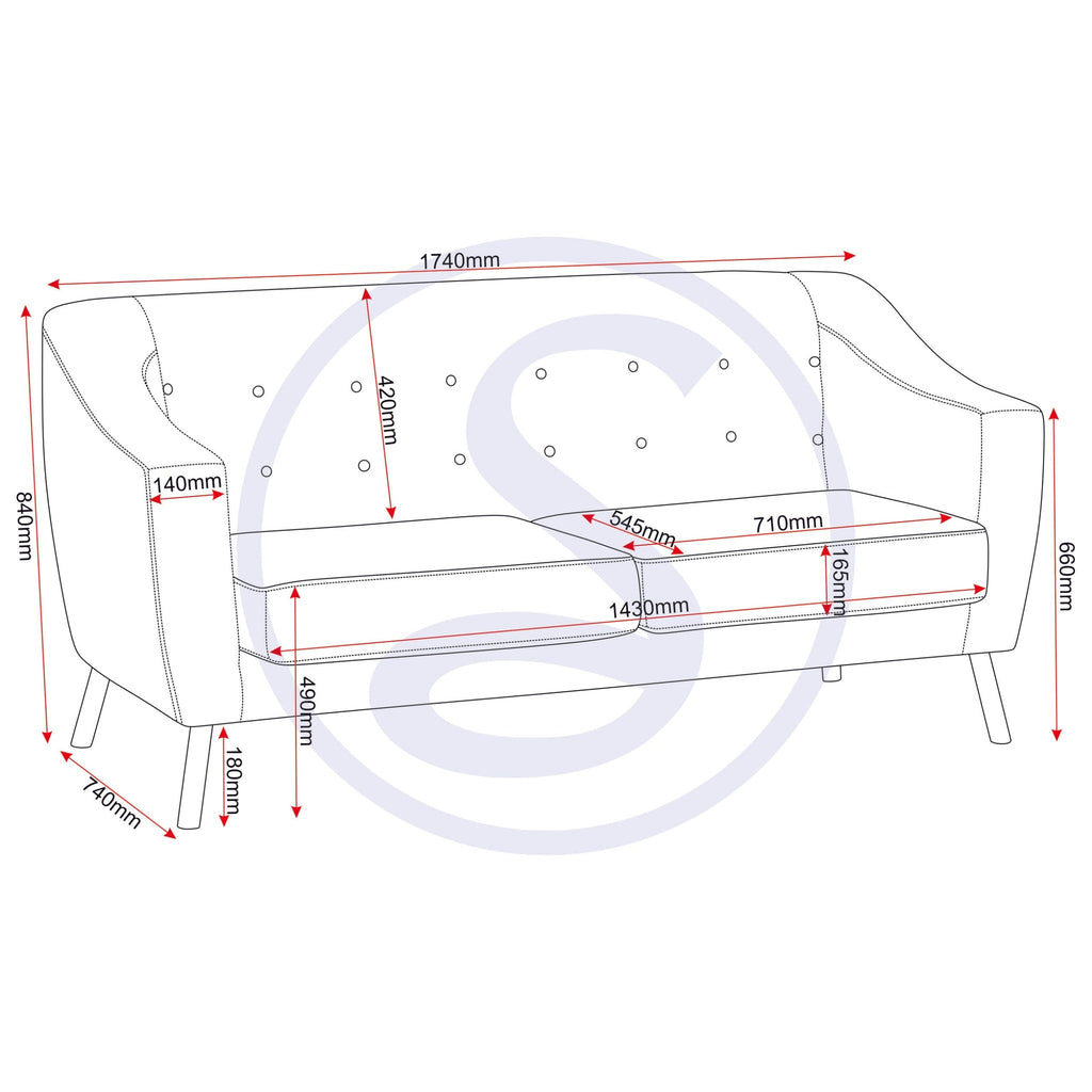 Ashley 3 Seater Sofa - Dark Grey