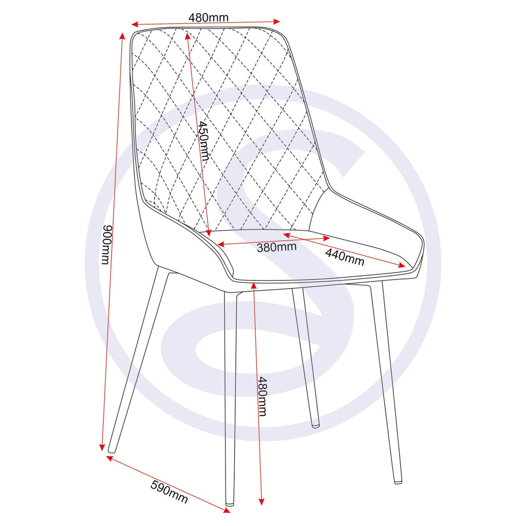 Athens Rect & Avery Dining Set X4 Chairs - Concrete/Grey Velvet