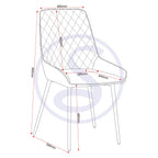 Athens Round & Avery Dining Set X4 Chairs - Concrete/Sapphire Blue Velvet