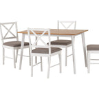 Balfour 1+4 Dining Set - White/Oak Effect/Grey Fabric