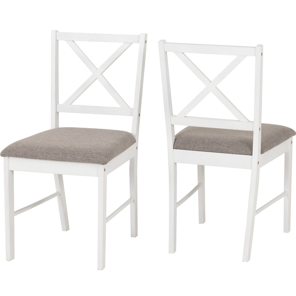 Balfour 1+4 Dining Set - White/Oak Effect/Grey Fabric
