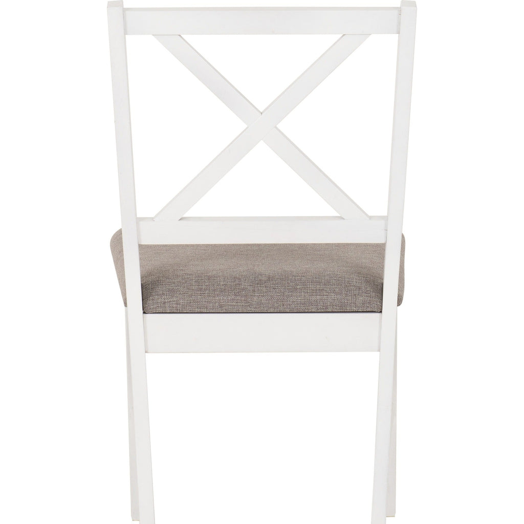 Balfour 1+4 Dining Set - White/Oak Effect/Grey Fabric