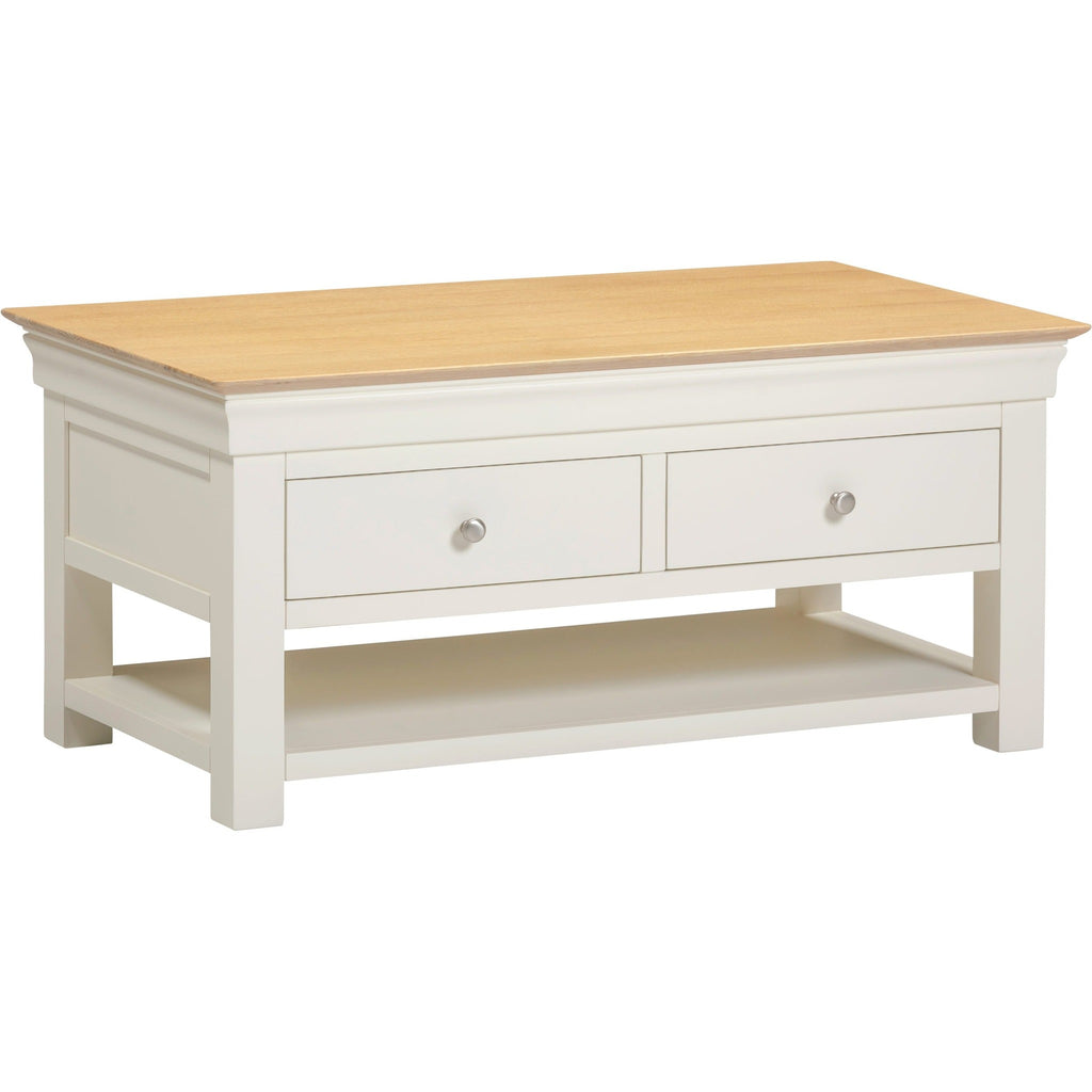 Bordeaux 2 Drawer Coffee Table - Ivory/Oak