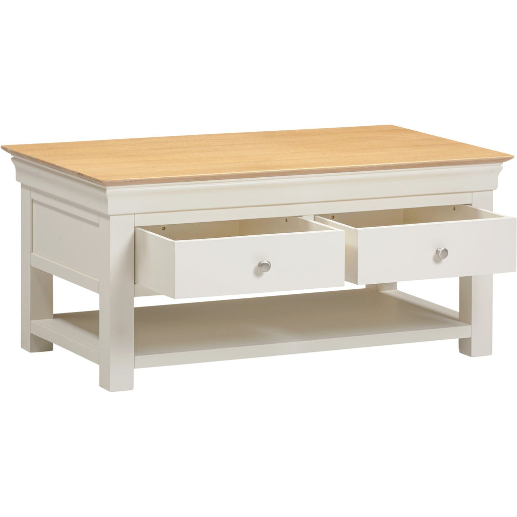 Bordeaux 2 Drawer Coffee Table - Ivory/Oak