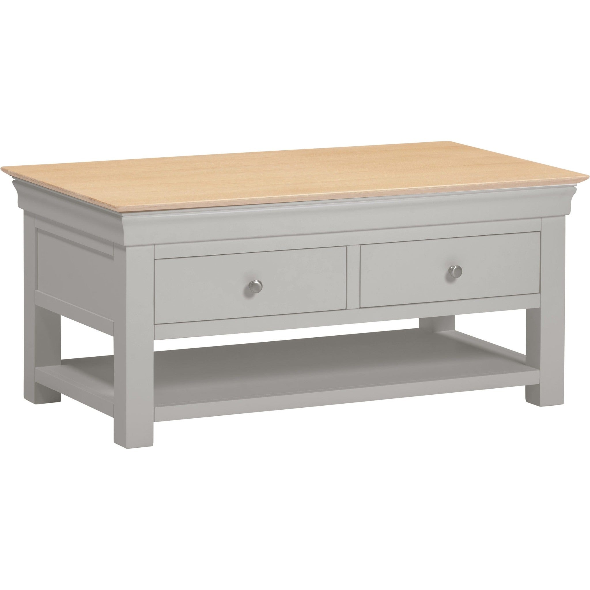 Bordeaux 2 Drawer Coffee Table - Pebble Grey/Oak