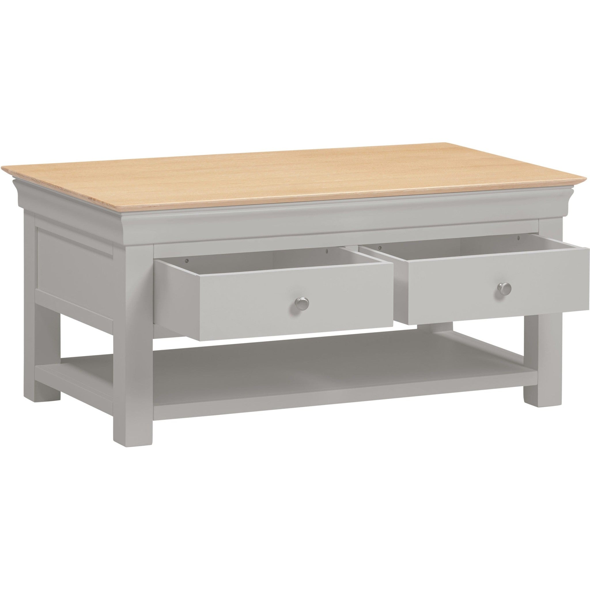 Bordeaux 2 Drawer Coffee Table - Pebble Grey/Oak