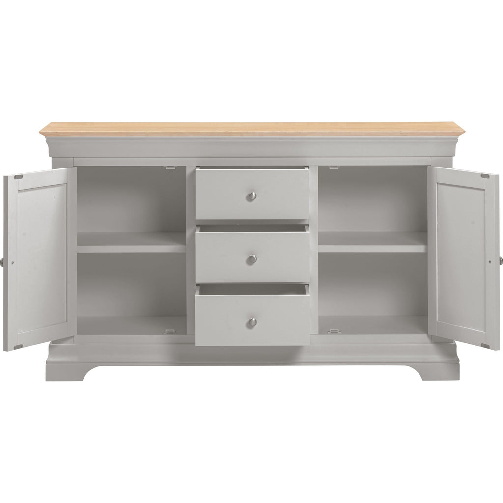 Bordeaux 2 Door 3 Drawer Sideboard - Pebble Grey/Oak