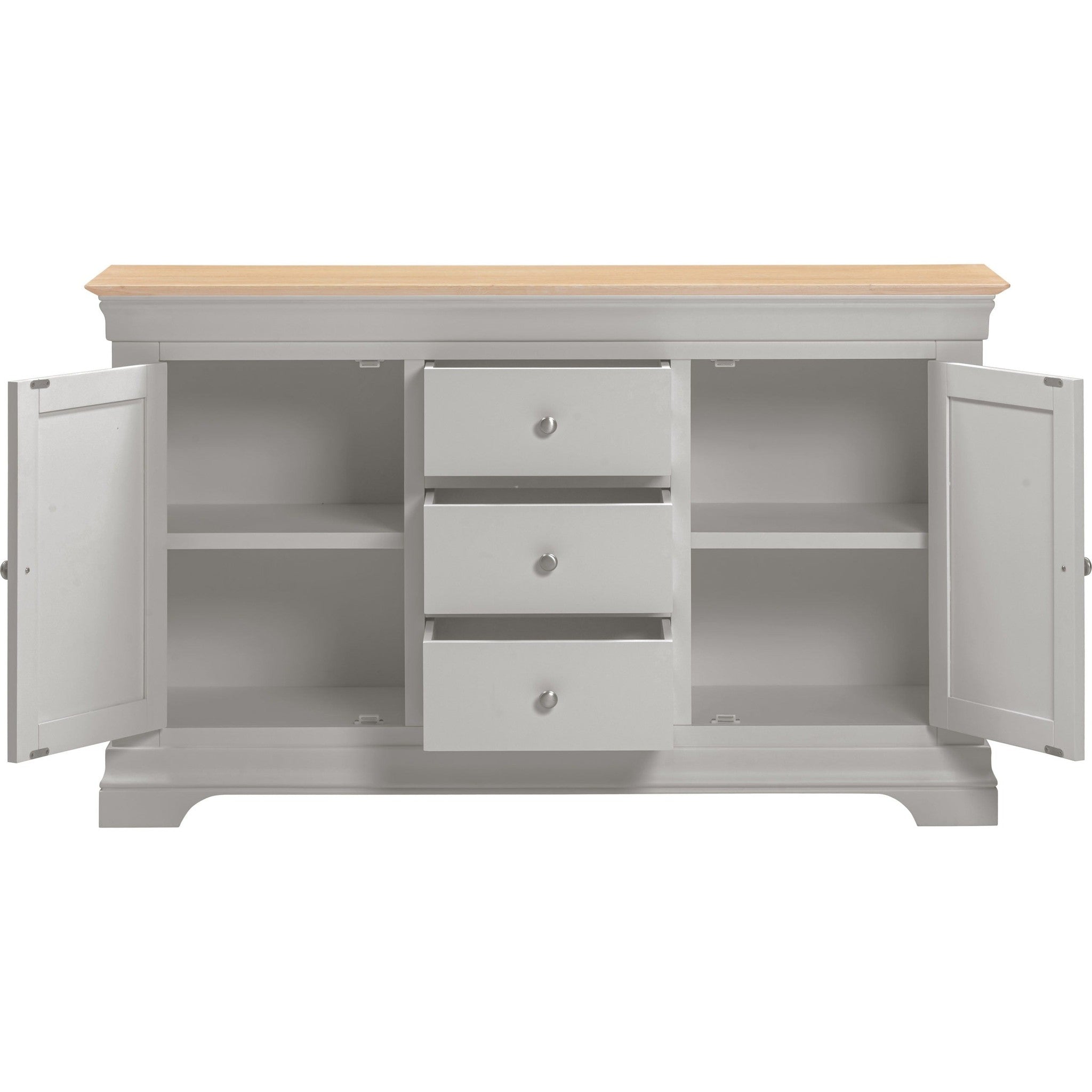 Bordeaux 2 Door 3 Drawer Sideboard - Pebble Grey/Oak
