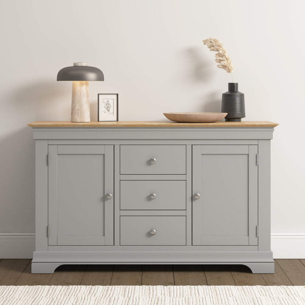 Bordeaux 2 Door 3 Drawer Sideboard - Pebble Grey/Oak