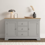 Bordeaux 2 Door 3 Drawer Sideboard - Pebble Grey/Oak
