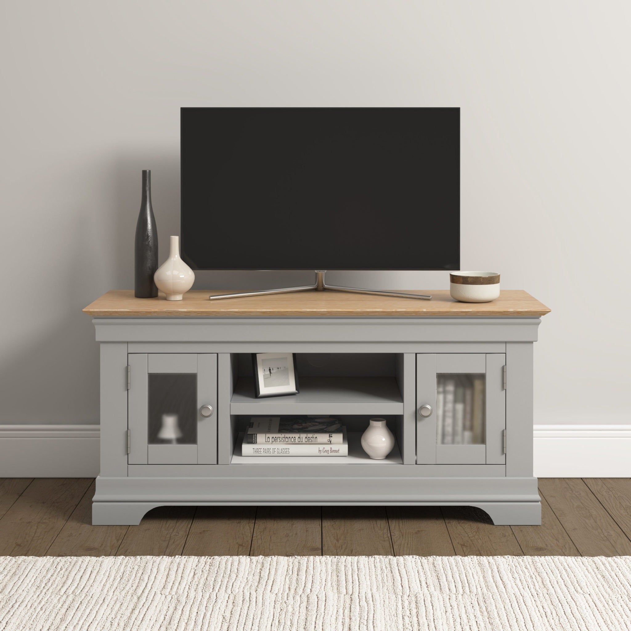 Bordeaux Small Tv Stand - Pebble Grey/Oak