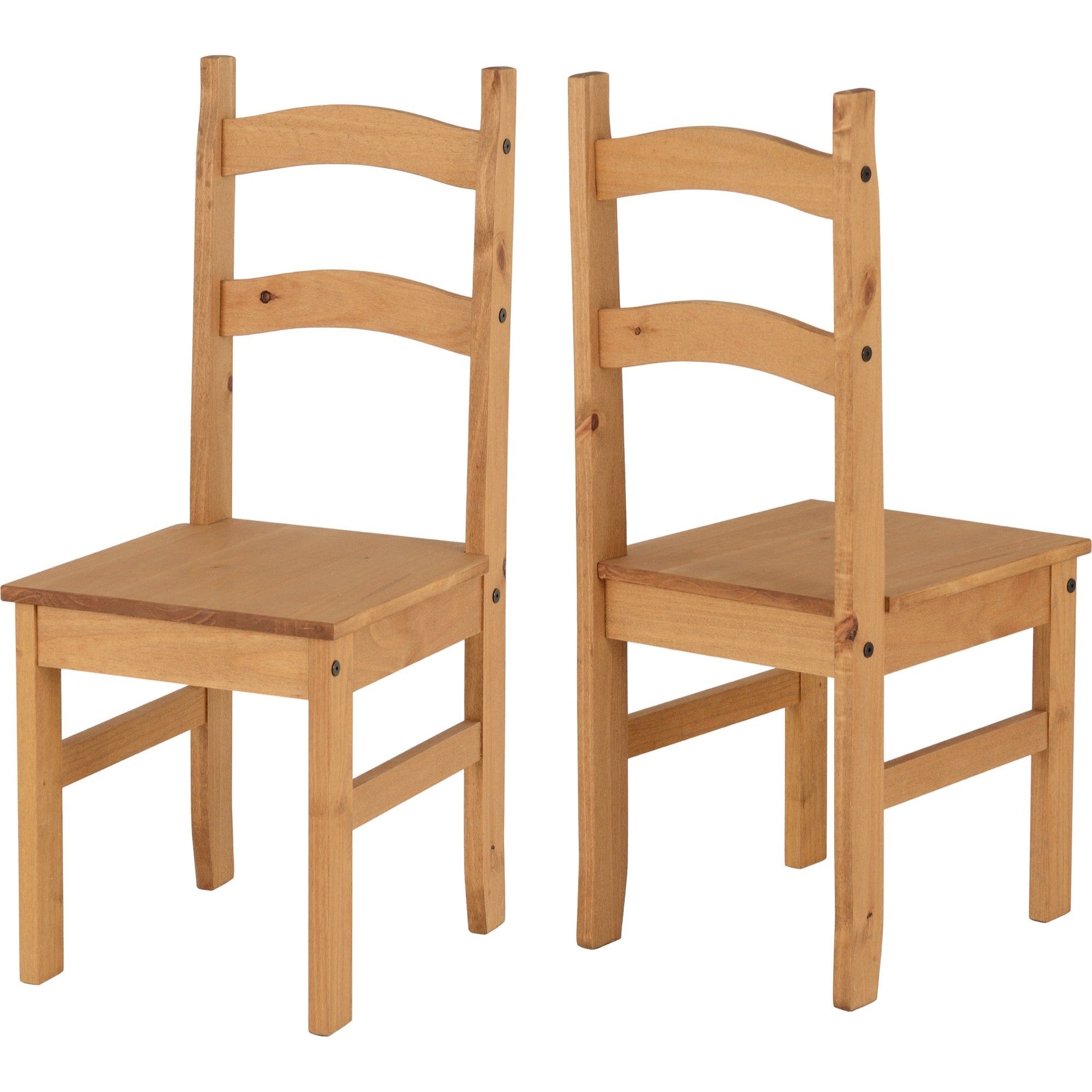 Budget Mexican Dining Chair X2 Per Box - Distressed Waxed Pine