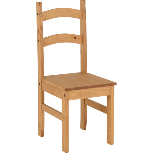 Budget Mexican Dining Chair X2 Per Box - Distressed Waxed Pine