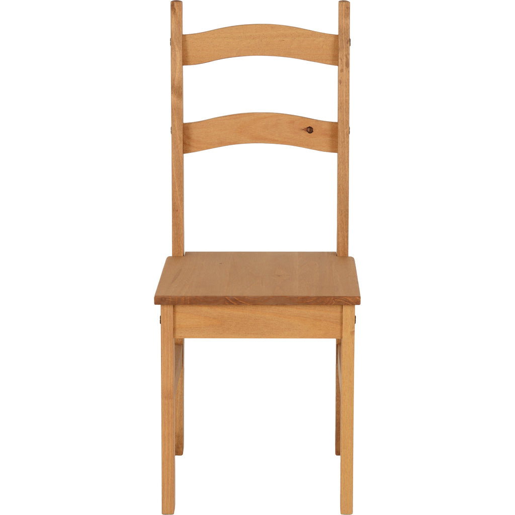 Budget Mexican Dining Chair X2 Per Box - Distressed Waxed Pine