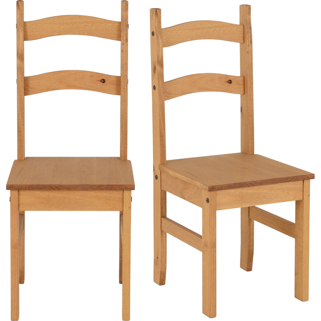 Budget Mexican Dining Chair X2 Per Box - Distressed Waxed Pine