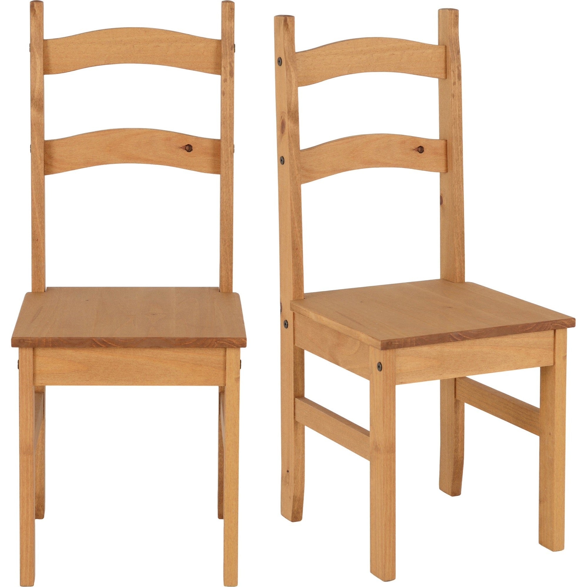Budget Mexican Dining Chair X2 Per Box - Distressed Waxed Pine