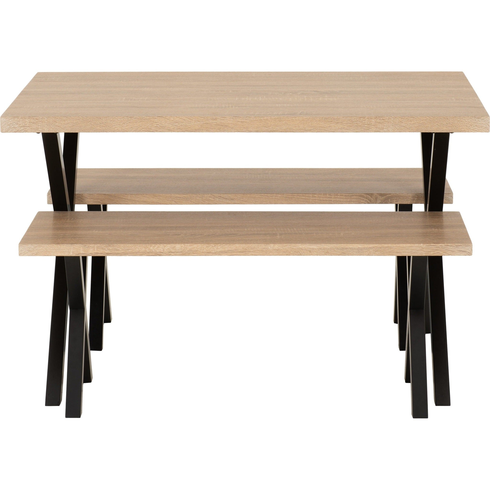 Buxton Dining Bench Set - Light Oak Effect/Black