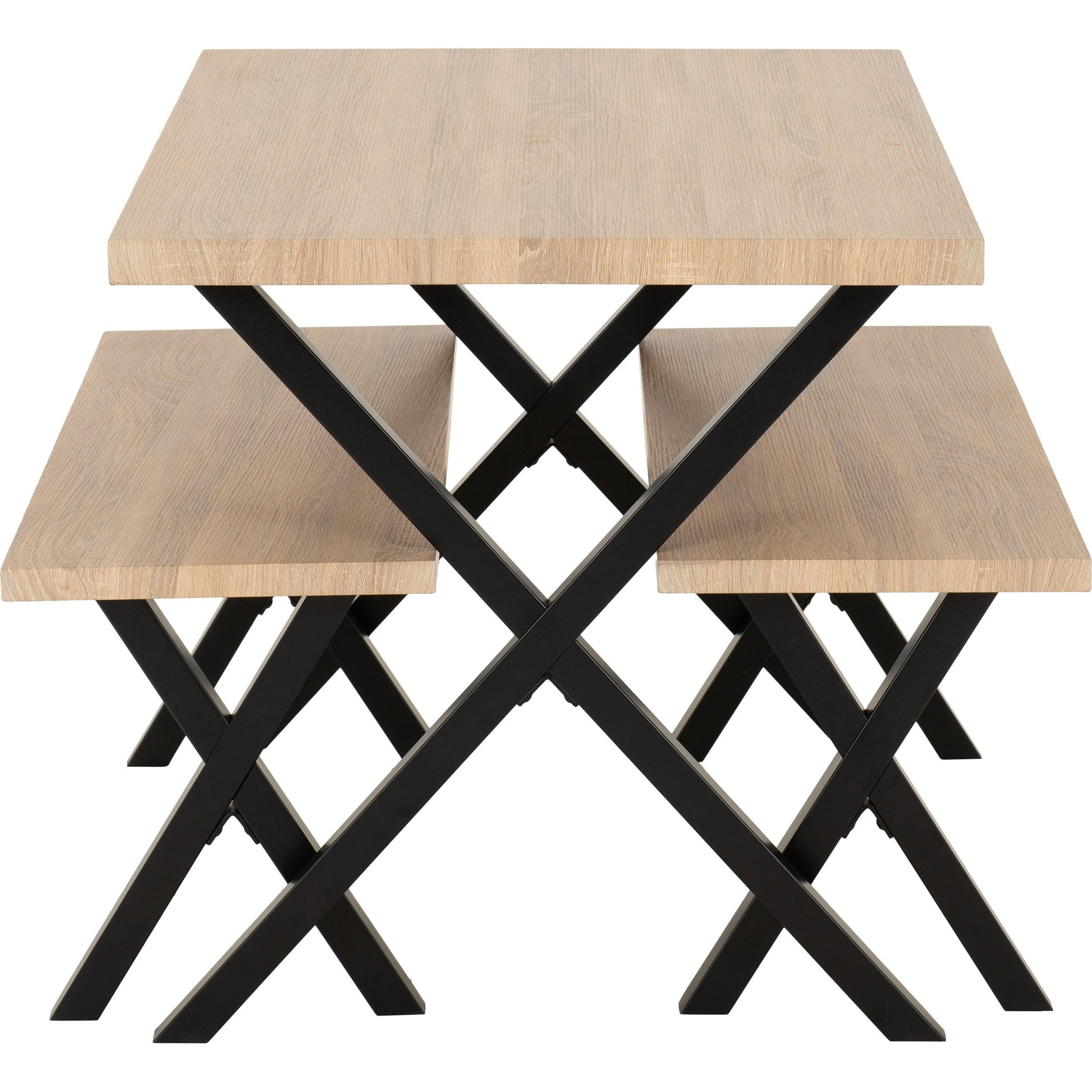 Buxton Dining Bench Set - Light Oak Effect/Black