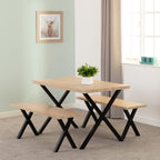 Buxton Dining Bench Set - Light Oak Effect/Black