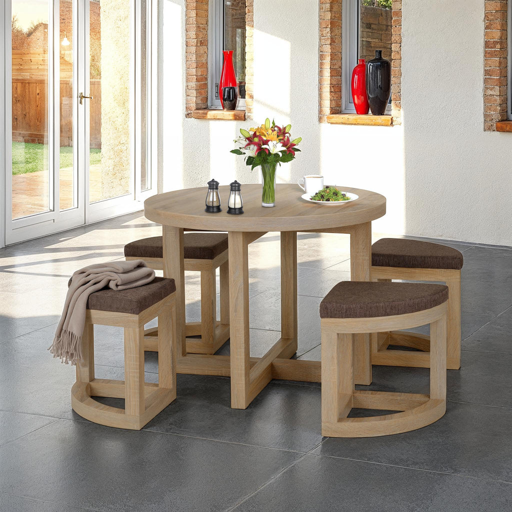 Cambourne Stowaway Dining Set X4 Chairs - Light Sonoma Oak