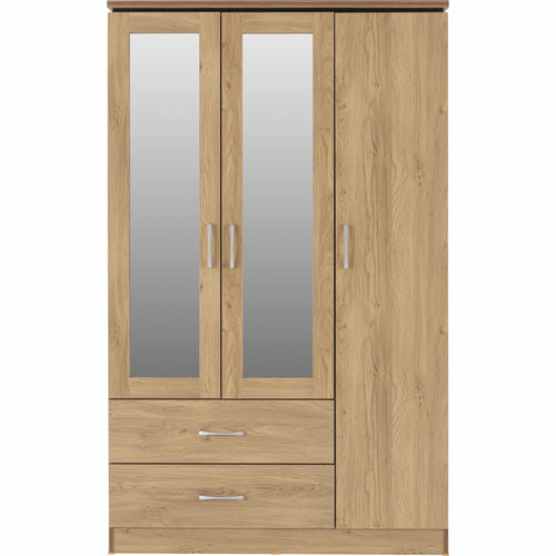 Charles 3 Door 2 Drawer Wardrobe - Oak Effect Veneer