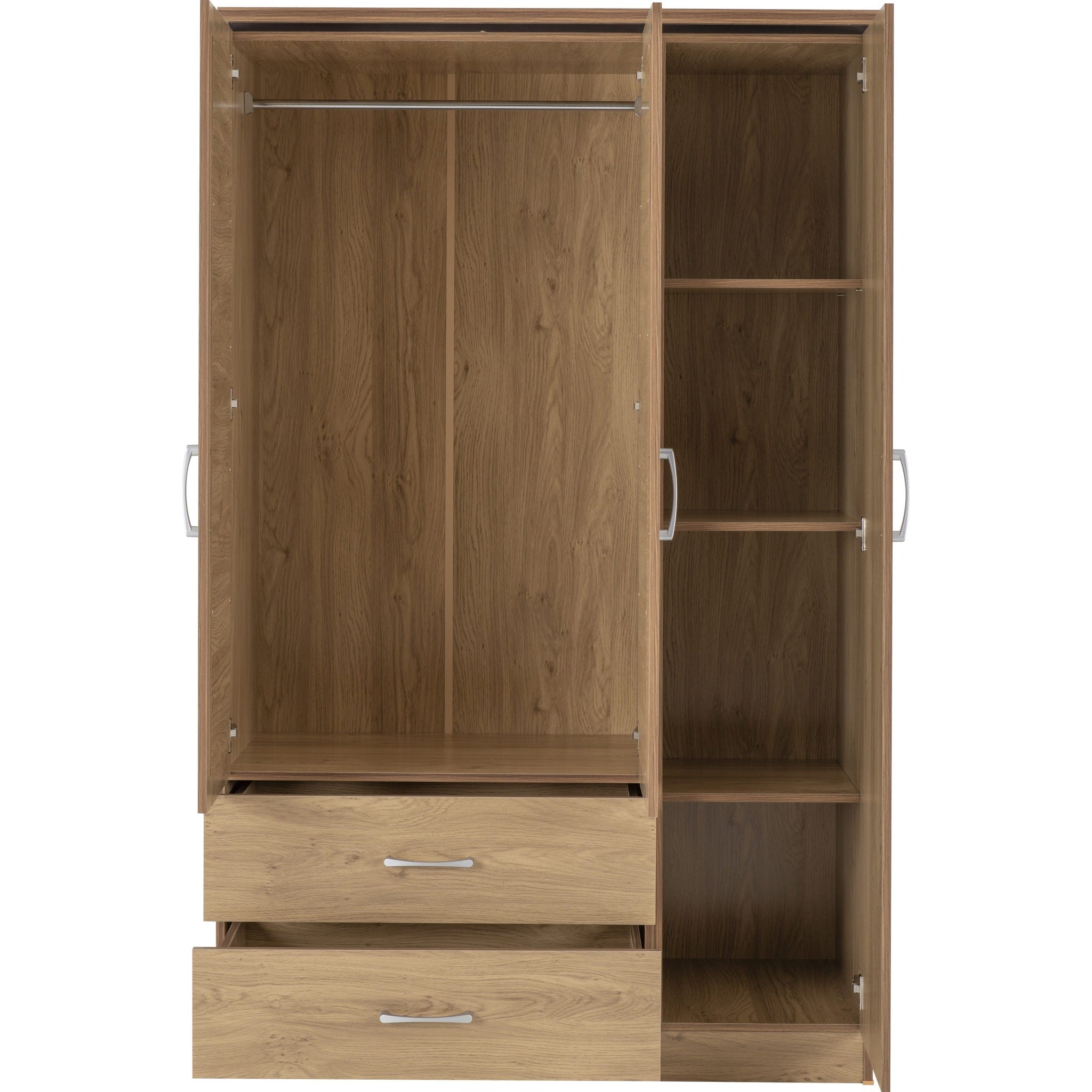 Charles 3 Door 2 Drawer Wardrobe - Oak Effect Veneer