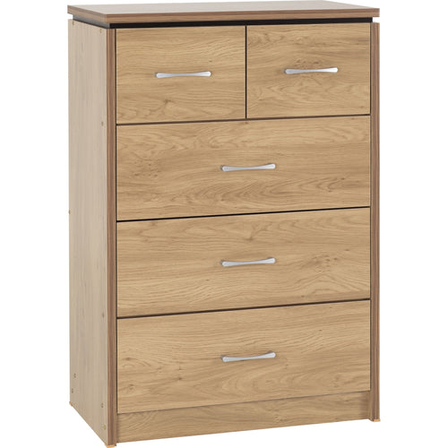 Charles 3+2 Drawer Chest - Oak Effect Veneer