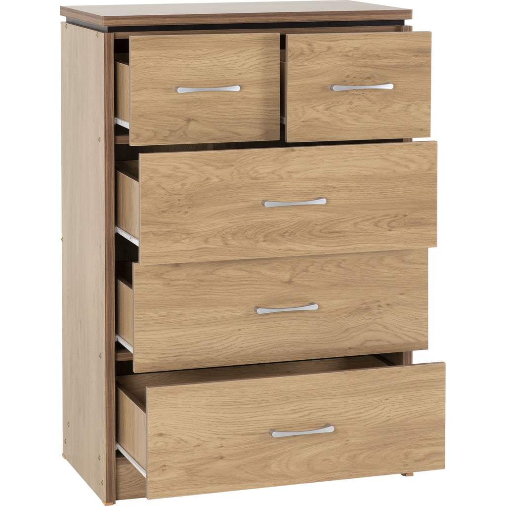 Charles 3+2 Drawer Chest - Oak Effect Veneer