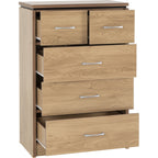 Charles 3+2 Drawer Chest - Oak Effect Veneer