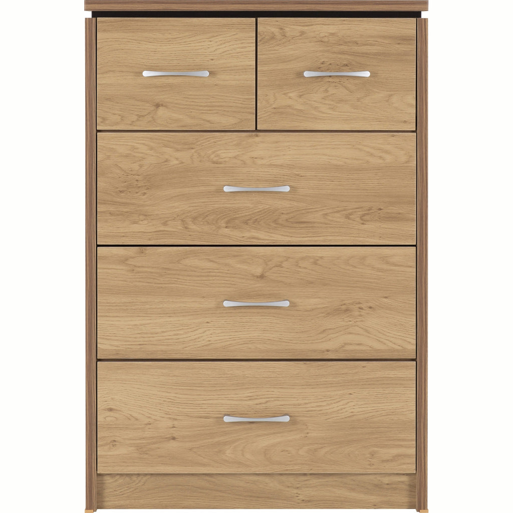 Charles 3+2 Drawer Chest - Oak Effect Veneer