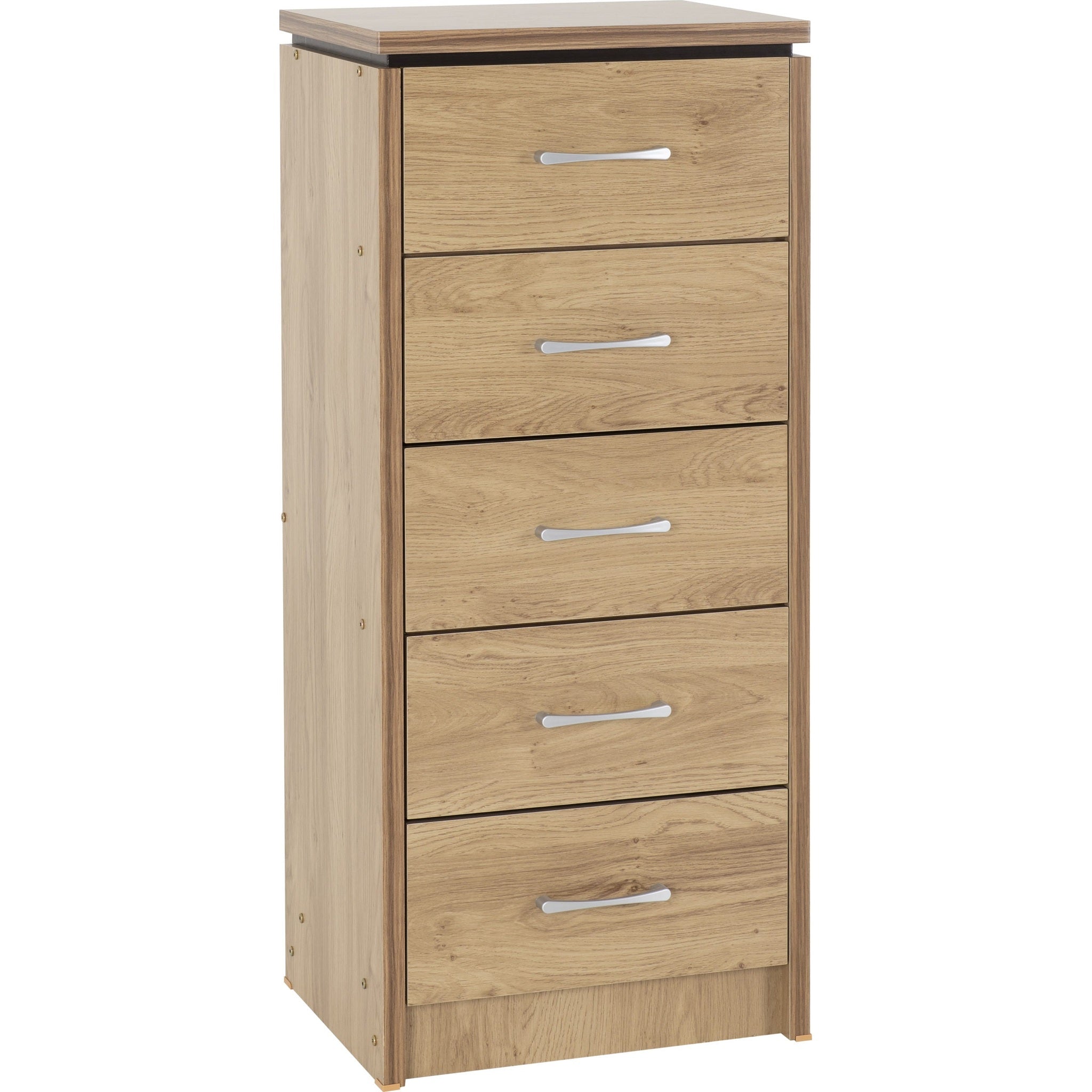 Charles 5 Drawer Narrow Chest - Oak Effect Veneer