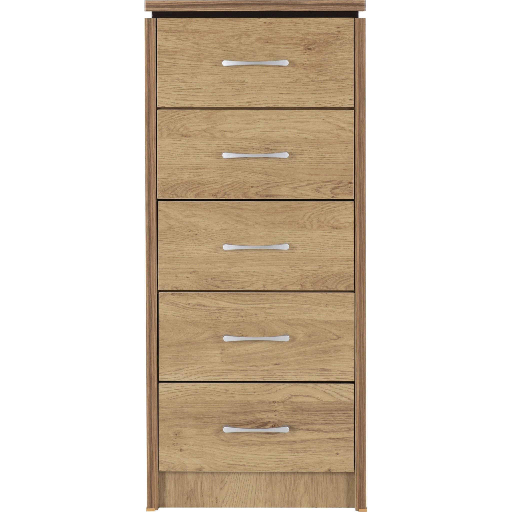 Charles 5 Drawer Narrow Chest - Oak Effect Veneer