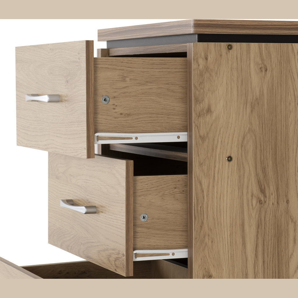 Charles 5 Drawer Narrow Chest - Oak Effect Veneer