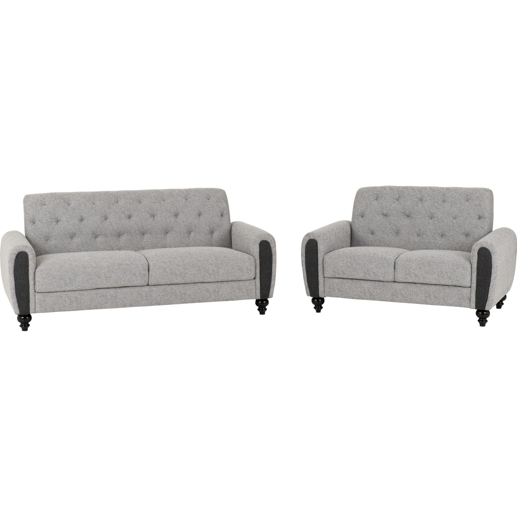 Chester 3+2 Suite - Light Grey Fabric