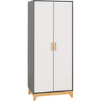 Cleveland 2 Door Wardrobe - White/Grey Metal Effect