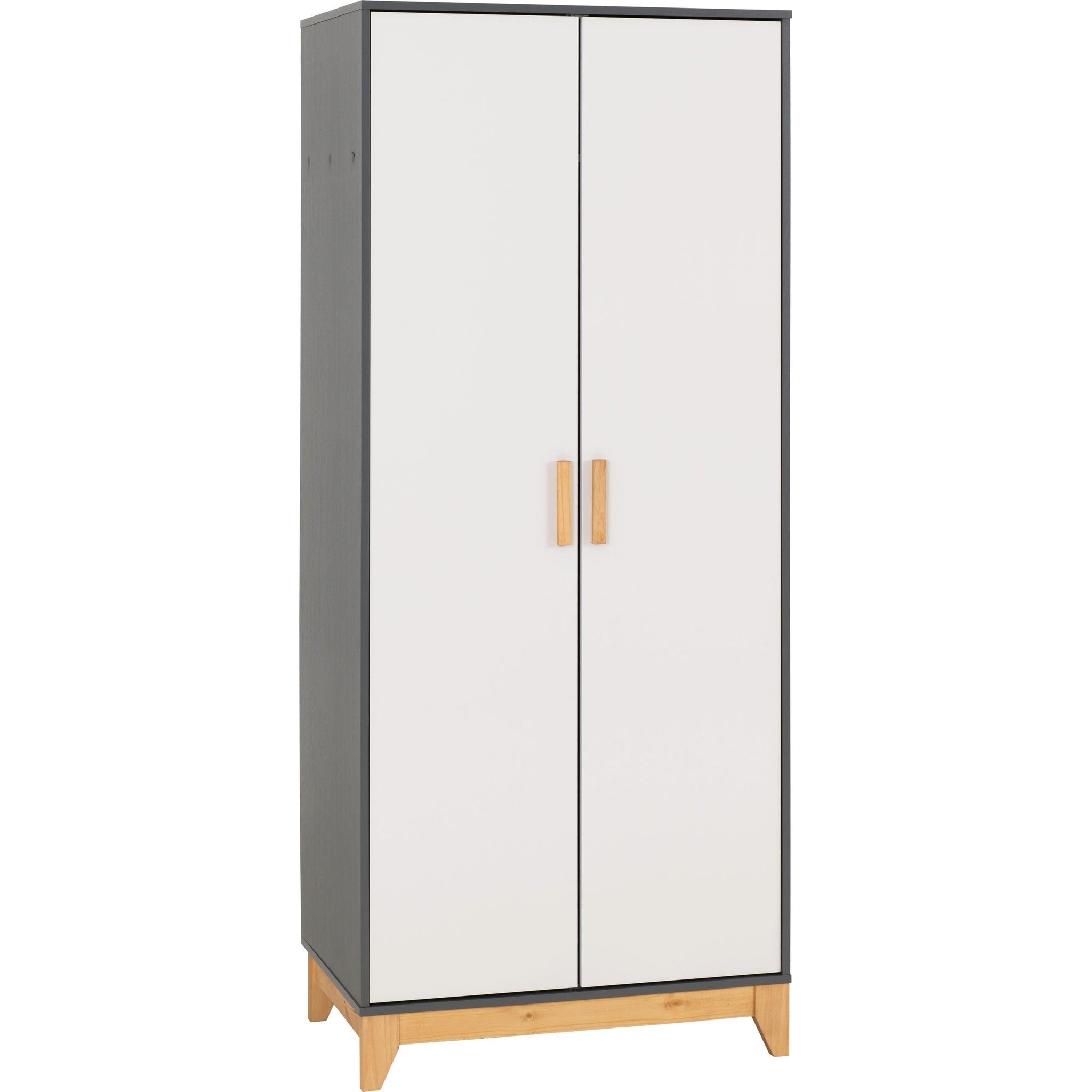 Cleveland 2 Door Wardrobe - White/Grey Metal Effect