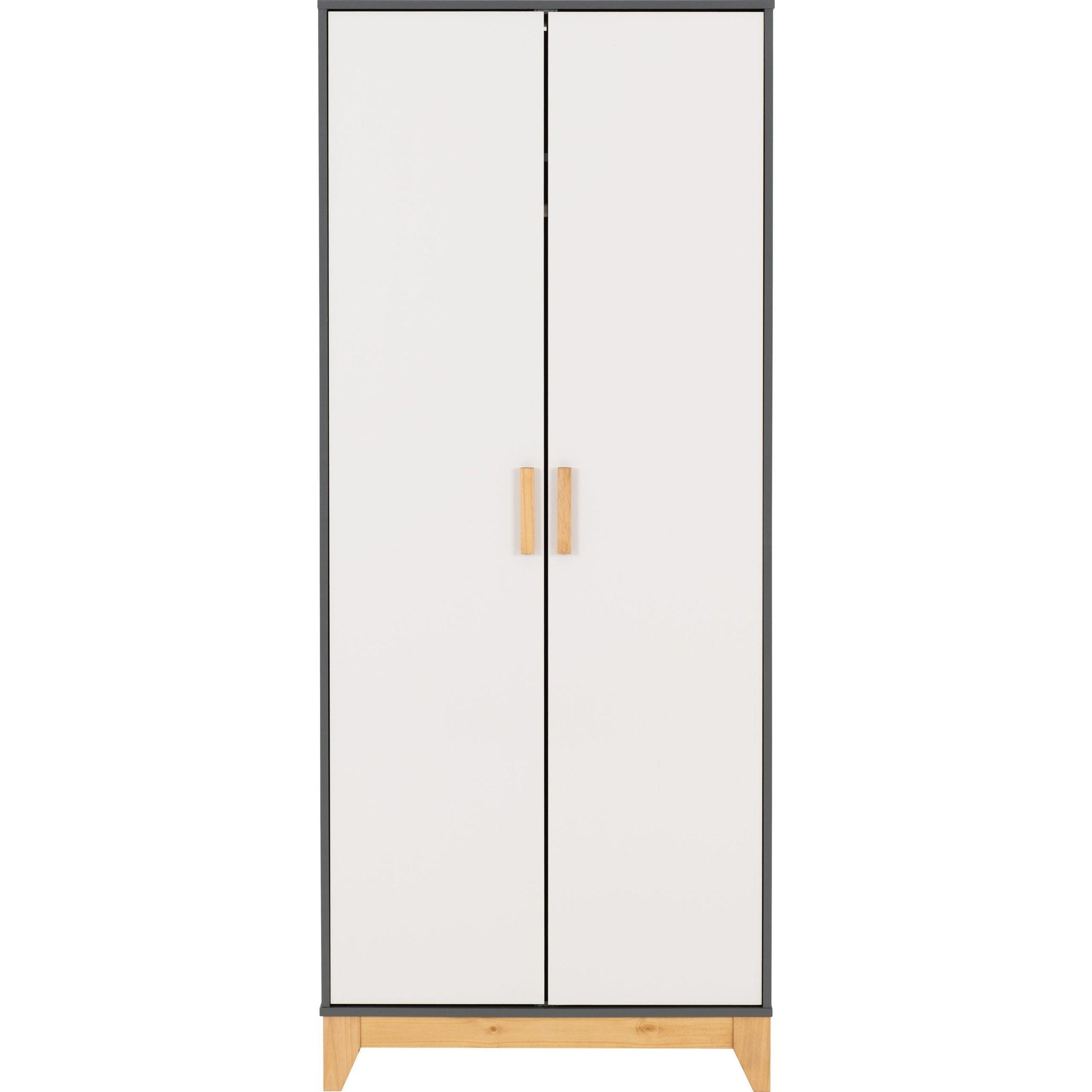 Cleveland 2 Door Wardrobe - White/Grey Metal Effect