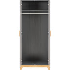 Cleveland 2 Door Wardrobe - White/Grey Metal Effect