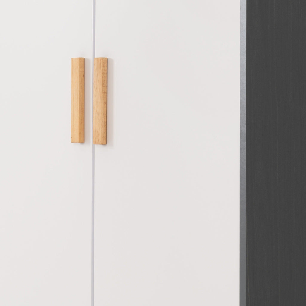 Cleveland 2 Door Wardrobe - White/Grey Metal Effect